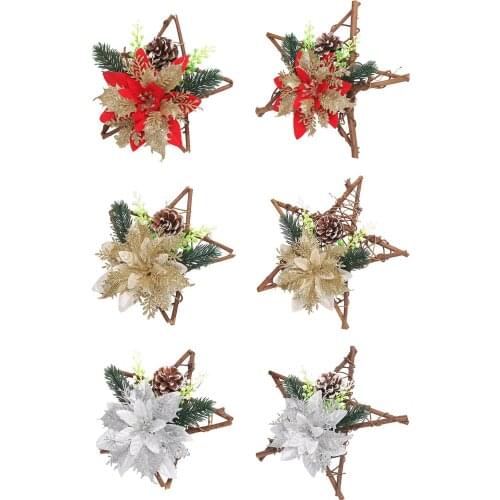 Five-pointed Star Vine Wreath Christmas Decoration Garlan 20/25CM Pine Cone Artificial Flower Handmade DIY Wall Hanging Decor