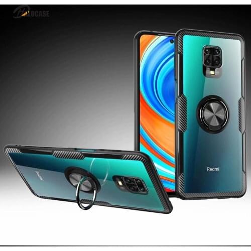 Luxury Shockproof Protect Transparent Phone Cover Cases for Xiaomi Redmi Note 9S 9 Pro MAX Fitted Case with Ring Stand Magnet
