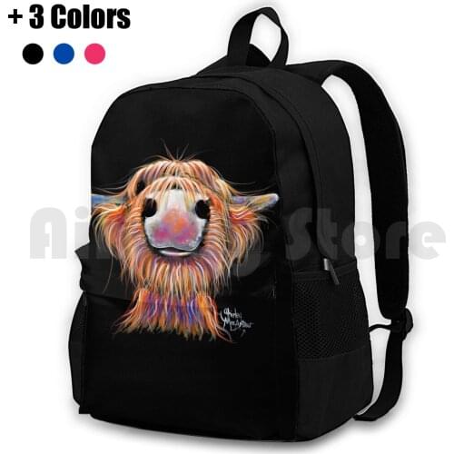 Highland Cow Print 'Irn Broo' By Shirley Macarthur Outdoor Hiking Backpack Riding Climbing Sports Bag Highland Cow Scottish Cow