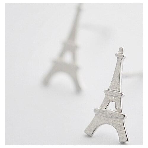 925 Sterling Silver Eiffel Tower Stud Earrings for Women Party Jewelry pendientes boucle d oreille eh977