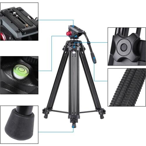 Andoer Professional Aluminum Alloy Camera Video Tripod for Canon Nikon Sony DSLR Recorder With Camera Slider