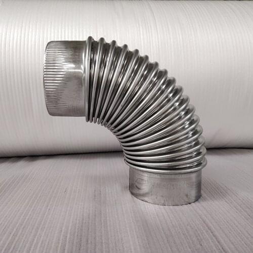 Fireplace connection chimney elbow fireplace installation accessories 304 stainless steel corrugated elbow primary color / Black
