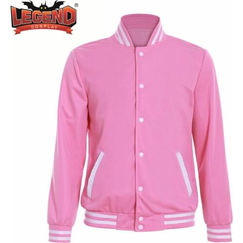 Steven Universe Quartz cosplay Men Baseball uniform Unisex Coat T Shirt Pink Jacket Tee Top steven universe pink jacket Costume