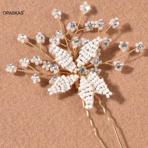 Beaded Flowers and Diamond Hairpin Headdress Comb Back Comb Hair Accessories Bridal Wedding Hair Decoration VL