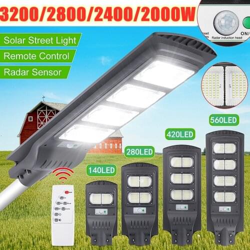 Street Ligh 3200w/2800w2400w2000w 420LED Solar Waterproof PIR with Motion Sensor Remote Control Outdoor Lighting Security Lamp