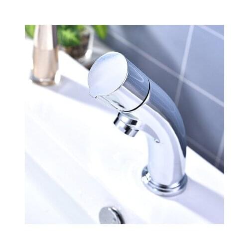 Water Saving Single Cold Basin Faucet Kitchen Tap Quick Opening Chrome Single Handle Deck Mounted Water Tap Bathroom Accessories