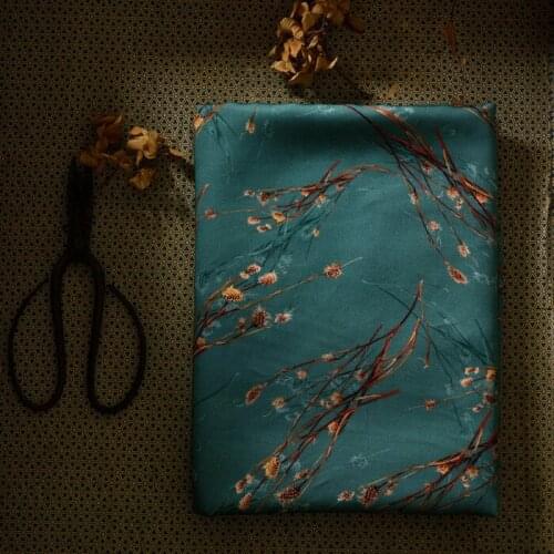 High quality artificial cotton fabric Boutique lustre Plain grass printing tissu Summer womens dress cheongsam shirt patchwork