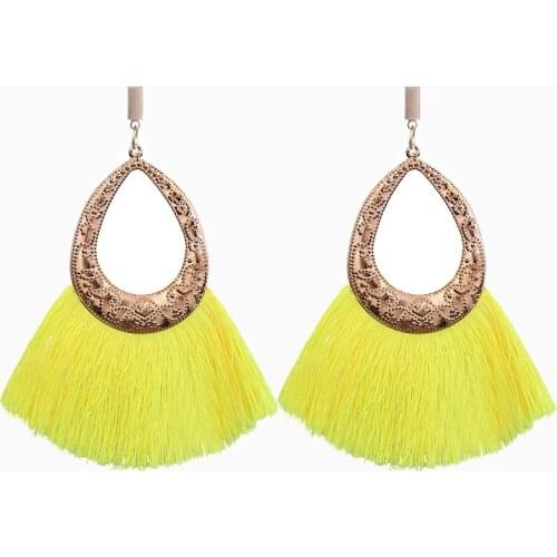 Fooderwerk Jewelry Bohemian Tassel Drop Earrings Exaggerated Handmade Personality Creative Long Fan-shaped Earrings For Women