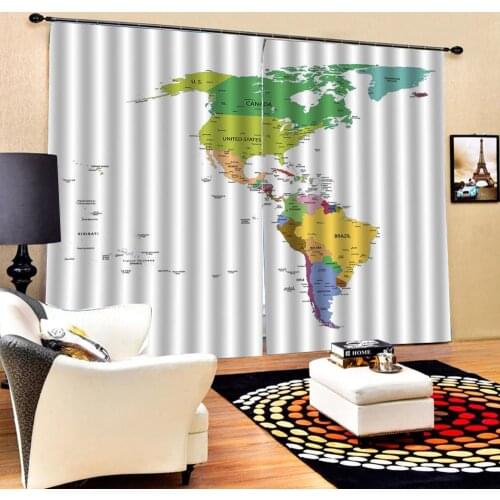 World map curtains 3D Window Curtain Dinosaur print Luxury Blackout For Living Room Decoration curtains