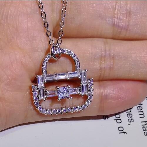 Exquisite Fashion Handbag Womens 925 Silver Necklace AAA Zircon O Sub Chain Wedding Sister Luxury Jewelry Gift Necklace Women