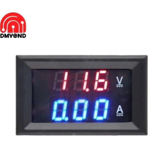 0.28" DC 100V 10A 100A LED Current Voltmeter Tester Meter Red Blue Voltmeter Ammeter Dual Digital Volt Voltage Amp Meter Gauge