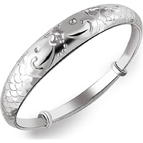100% 925 sterling silver fashion kiss fish ladies`bangles jewelry women female bangle wholesale Christmas gift drop shipping
