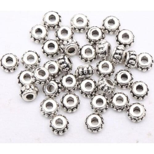 150pcs Circle Pattern Spacer Metal Flower Beads Tibetan Silver For Needlework For Jewelry Making Diy Bracelet Accessories