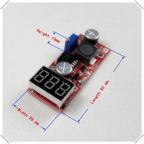 5 piece/lot LM2596 DC-DC Adjustable Step-Down Power Supply Module buck converter Red LED display Voltmeter/ Button Switch