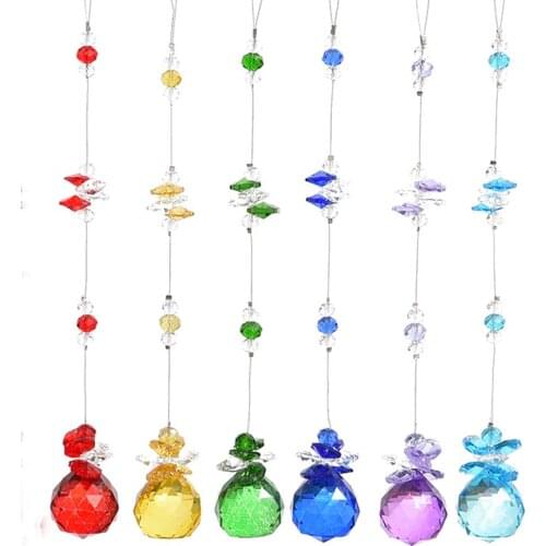 6PCS 20mm Crystal Ball Suncatcher Chandelier Prisms Pendants Parts Rainbow Maker Hanging Crystals Home Wedding Decoration