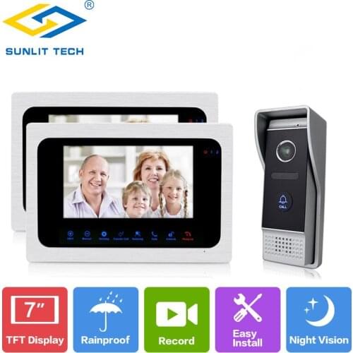 7" LCD Wired Video Door Phone Visual Video Intercom Door Entry Access System With Waterproof Outdoor IR Camera for Home Security