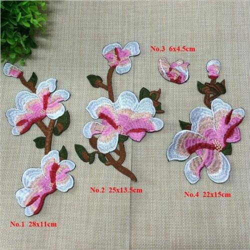 80pcs Magnolia Jacket Patches Embroidery Patch For Clothes parches Floral Cheongsam Dress Fabric Patchwork Vintage Art Appliqued