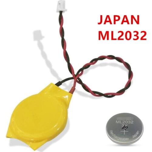2PCS Rechargeable button battery ML2032 with cable plug ML 2032 with cable plug