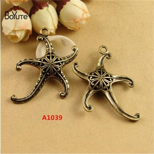 BoYuTe (20 Pieces/Lot) 47*42*8.5MM Vintage Starfish Charm Antique Bronze Plated Zinc Alloy Charms Pendant for Jewelry Making