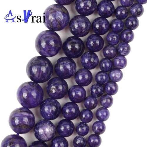 6 8 10 12mm Natural Stone Beads Purple Charoite Round Loose Spacer Beads For Jewelry Making DIY Bracelet Necklace Charms 15 inch