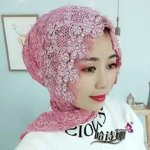 Double Lace Easy To Wear Women Moslem Saudi Hijabs