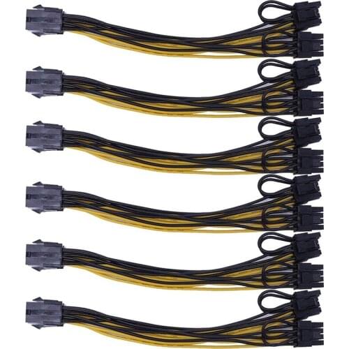 Hot 6 Pin to Dual PCIe 8 Pin (6+2) Image Card PCI Express Power Adapter GPU VGA Y-Splitter Extension Cable Mining Card