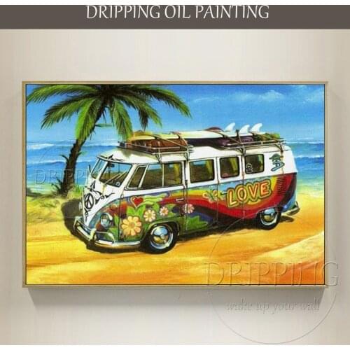 Hot Selling Artist Hand-painted Modern Design Recreational Vehicle Oil Painting Big Car Caravan Oil Painting for Living Room