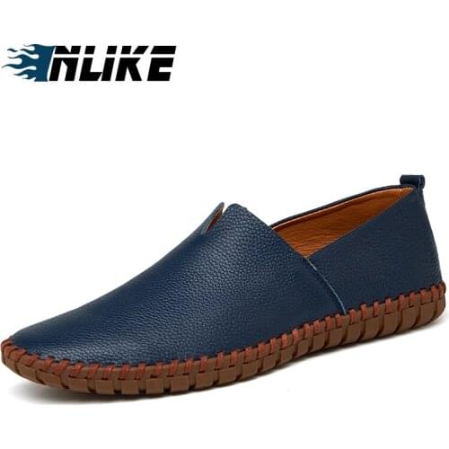 Inlike Big Size Flat Men Fashion Doug Shoes Handmade Genuine Leather Original Driving Shoe JW379