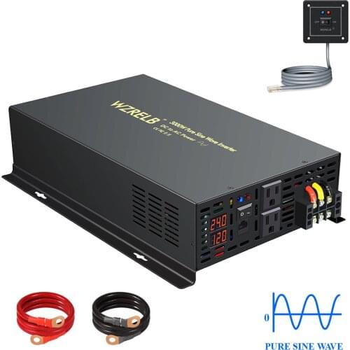 WZRELB Solar Power Inverter Pure Sine Wave 3000Watt 3kw 12V 24V 48V 72V DC to AC 110V 120V 220V 230V with Remote Control 50/60Hz