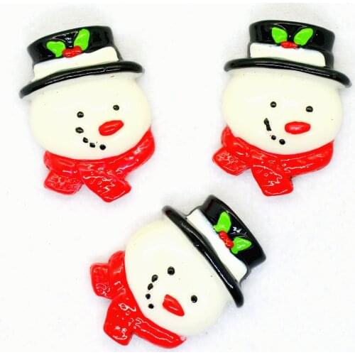 Resin Flat Back Christmas Snowman Cabochons,Christmas Holiday Party Embellishments Decoration,X'mas Scrapbook Crafts 22*30mm