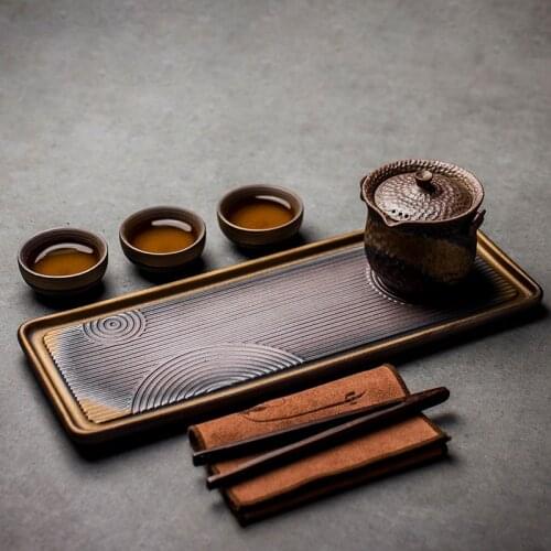 LUWU ceramic tea trays tea table handmade serving tray kung fu tea accessories