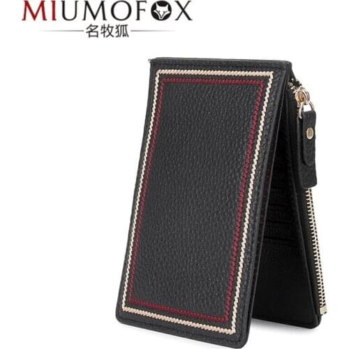 Womens Leather Wallet Ladies Short Wallet Folding Card Case Small and Slim Ladies Short Coin Purse Zipper Card Holder