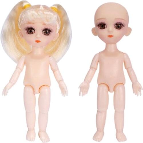 New 3D eyes 16 cm BJD doll 1/8 doll 6 inches doll nude baby nude doll clothes shoes wig change makeup makeup girl birthday gift