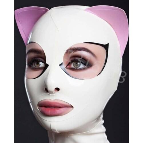 New handmade latex headgear, latex hood Latex face mask The headgear covers the face and eyes