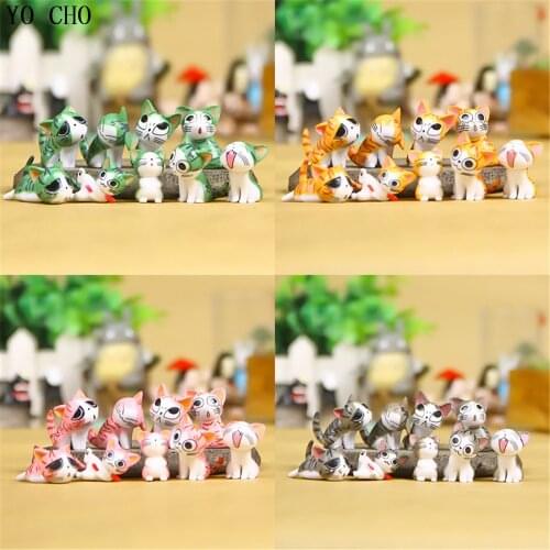 9 PCS Cute Cat Mini Animal Decorative Crafts Home Decoration Accessories Modern Figurines Gifts DIY Micro World Fairy Garden