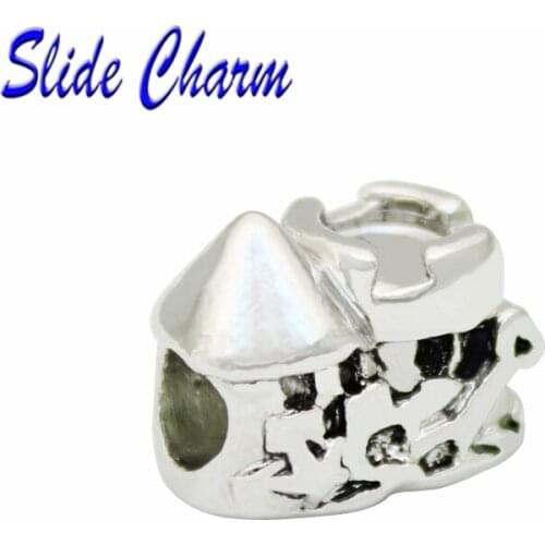 5mm straight hole fashion jewelry DIY charm, European style childrens paradise castle bead Fit Pandora Bracelet Necklace
