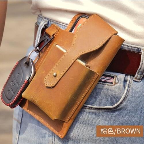 Genuine Leather Male Waist Pack Phone Pouch Bags Waist Bag Quality Cowhide Man Belt Pouch Purse Bag for Phone New