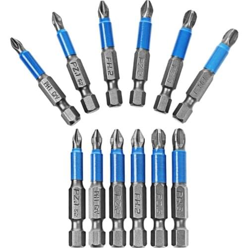 12pcs Hex Magnetic Anti Slip Impact Screwdriver Bit Set PH PZ Hex Shank Bits