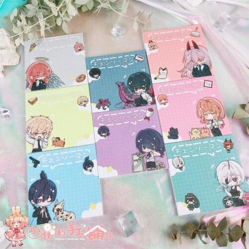 NEW Anime Chainsaw Man Denji Makima Hayakawa Aki Power Cartoon Student Notebook Sticky Notes Message Stationery Label Memo Pad