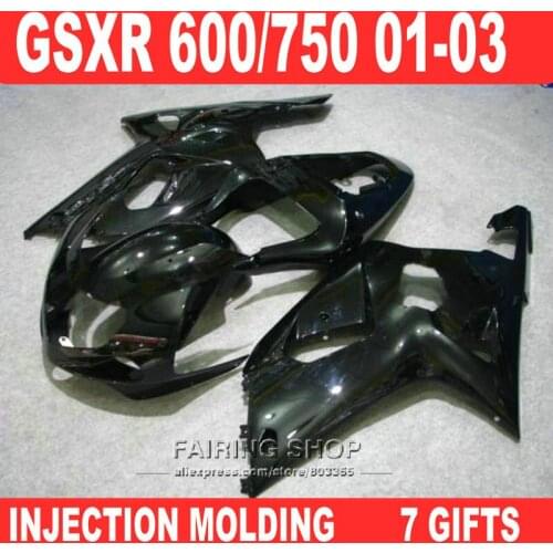 Pop!! For Suzuki gsxr600 Fairing kit 750 2001 2002 2003 ( Glossy black ) 01 02 03 Best fairings EMS free n58