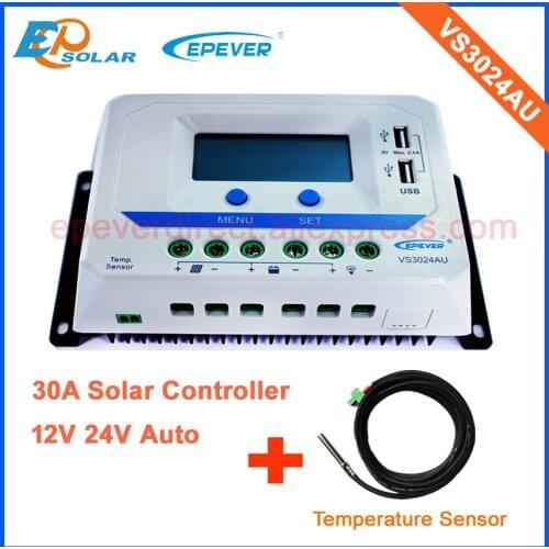 30amp 30A home use Regulator solar panels Battery Charge Controller PWM VS3024AU lcd display with temperature sensor
