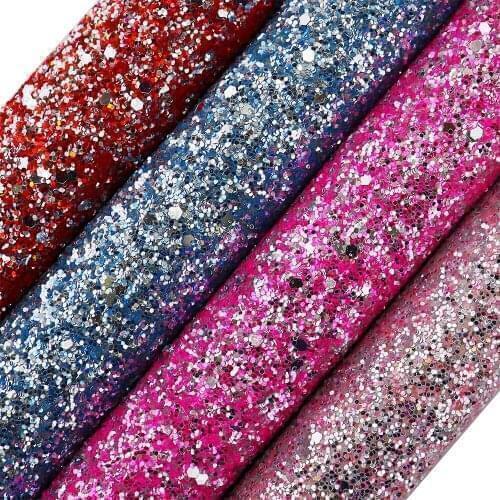 Silver Mix Red Pink Blue Chunky Glitter Fabric Leather A4 Sheet For Craft Sewing Bows Earring DIY F0396