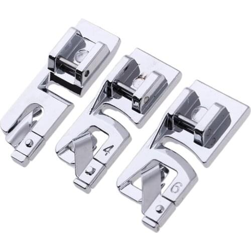 3Pcs Set Rolled Hem Foot Sewing Machine Hemmer Presser Foot Feet (3 mm, 4 mm,6mm) for All Low Shank Snap-On Singer,5BB5569