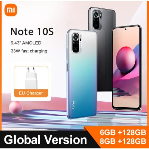 Global Version Xiaomi Redmi Note 10S 6GB 64GB/128GB Mobile phone 10 S 64MP Quad Camera Helio G95 AMOLED DotDisplay 33W 5000mAh