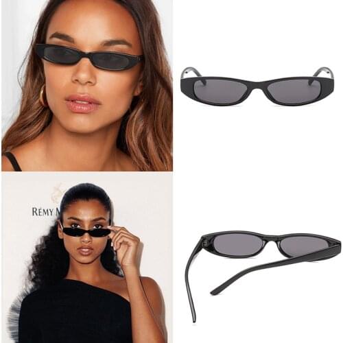 Vintage Rectangle Sunglasses Women Cat Eye Designer Ladies Small Frame Black Red Sun Glasses Brand Retro Skinny Eyewear