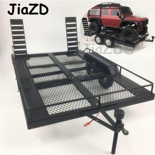 Alloy Bouble Axis Heavy Duty All Metal Trailer for 1/10 Rc Rock Crawler Truck TrX-4 Trx4 Axial Scx10 90046 90047 Cc01 D90 D110