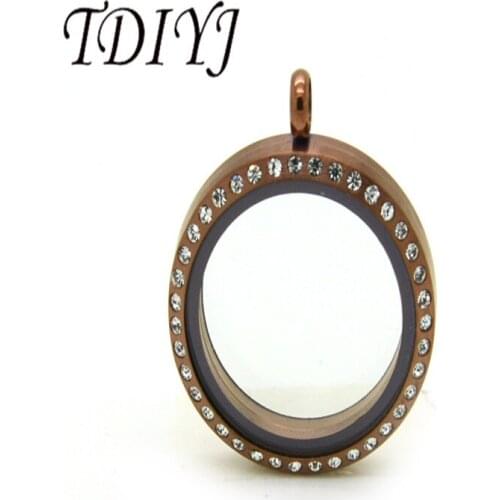 TDIYJ Fashion Cheap Round Shape Stainless Steel Magnetic Floating Glass Locket 30MM Pendant Necklace for Women Girl Jewelry 1Pcs