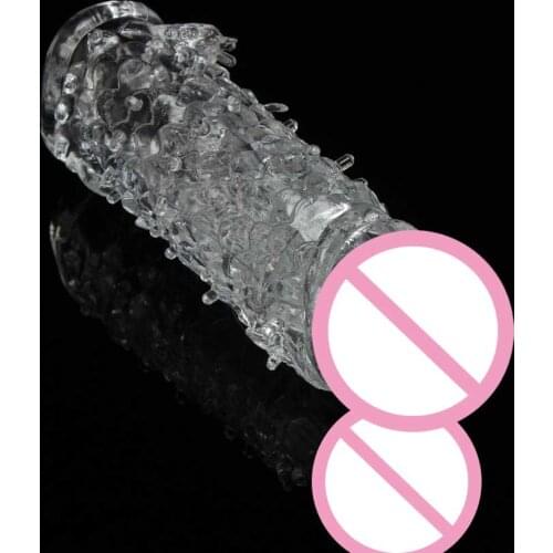 Candiway Textured Penis Extender and Vibrator Sleeve Fish scales Delay Sex Products dildo Reusable For Men clit spot squirt