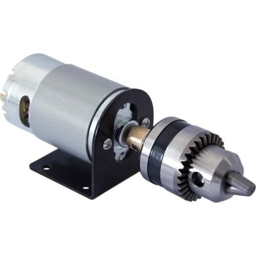 DC 12V Lathe Press 555 Motor With Miniature Hand Drill Chuck and Mounting Bracket 555 DC Brush Motor 18000Rpm For DIY Assembly