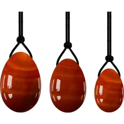 Natural Red Carnelian Yoni Egg Set Drilled Jade Eggs Vaginal Tightening Crystal Ball Kegel Exercise Exerciser Vagina Massager